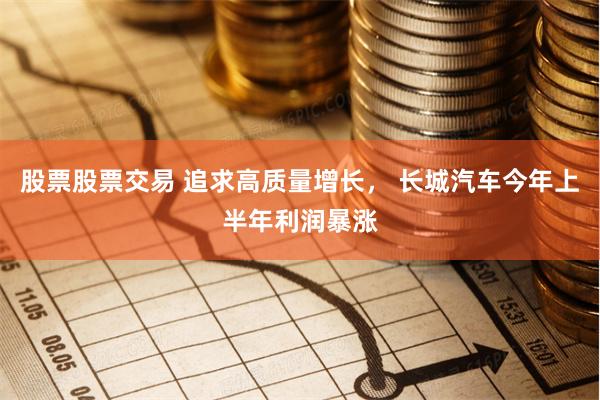 股票股票交易 追求高质量增长， 长城汽车今年上半年利润暴涨